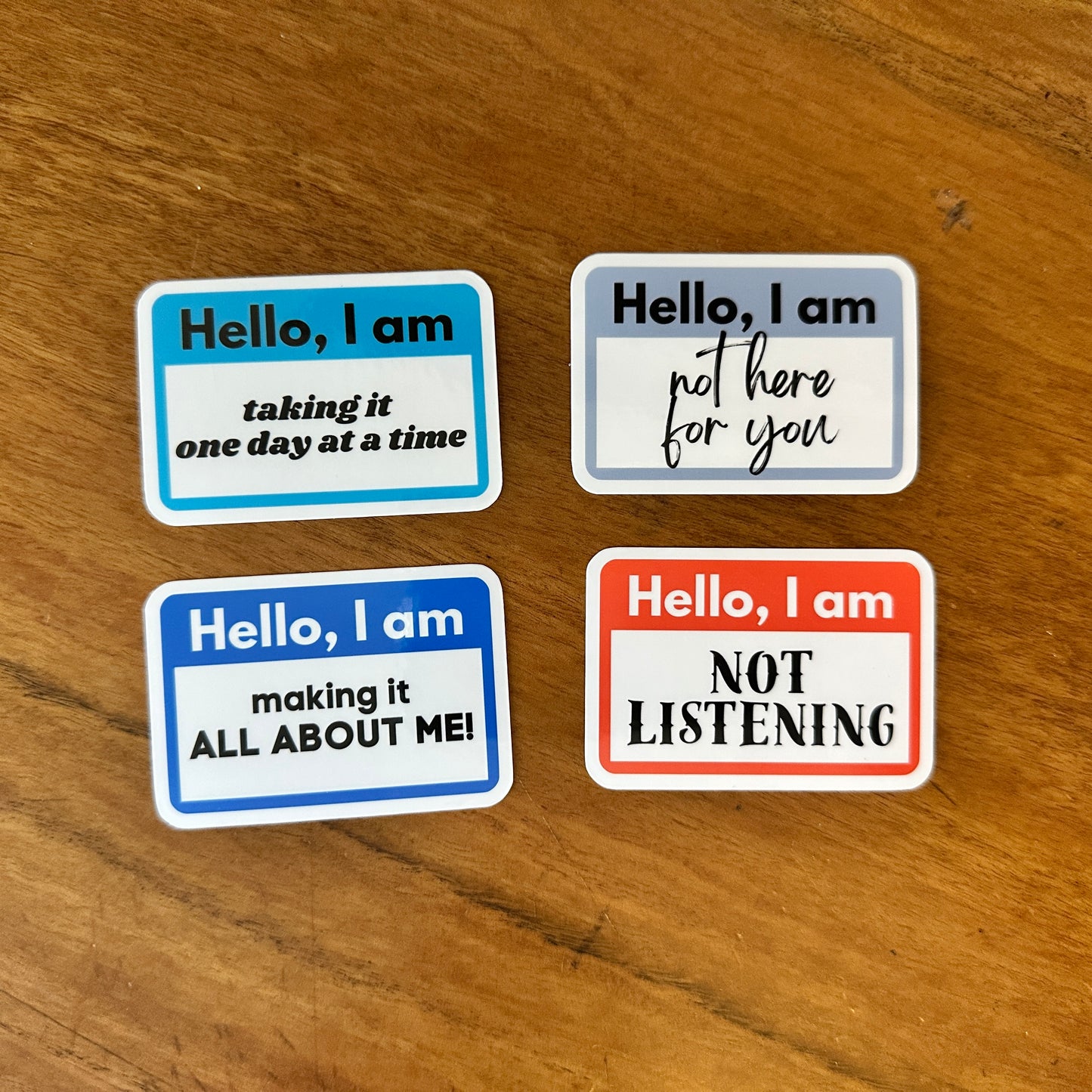 "Hello, I Am" Bundle, Relatable Intro Stickers or Magnets