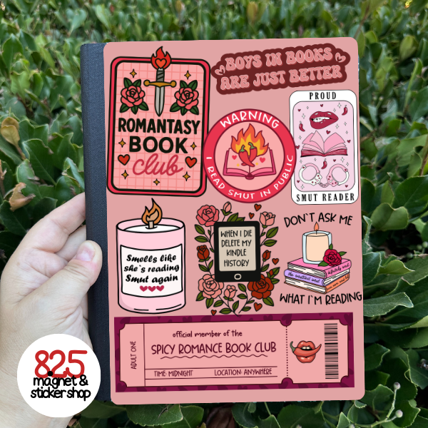 Pink Spicy Book Lover Collage Notebook Sticker