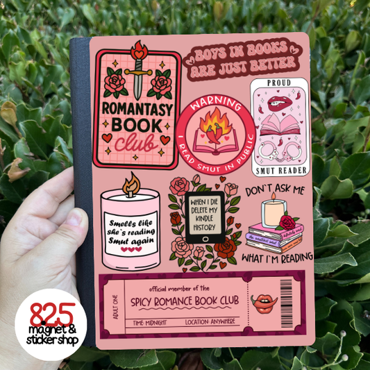 Pink Spicy Book Lover Collage Notebook Sticker