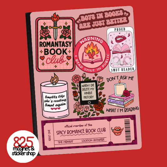 Pink Spicy Book Lover Collage Notebook Sticker